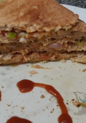 A picture of Veg mayonnaise sandwich.
