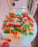 Thịt xiên nướng rau củ bằng chảo