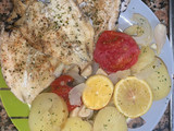 1.Pescadilla especiada al horno con guarnición