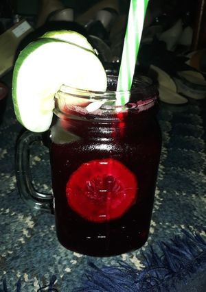 A picture of Red Lemon and Cucumber Cocktail.