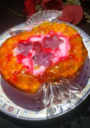 A picture of Three layer fruuit jelly custard.