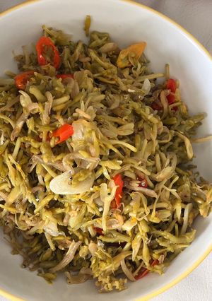Foto resep Tumis Bunga Pepaya with Ikan teri