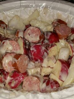 A picture of Crockpot Sausage and Potatoes.