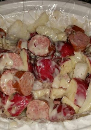 A picture of Crockpot Sausage and Potatoes.