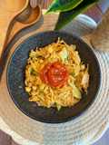 Fideos con calabacín, zanahoria y garbanzos