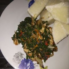 A picture of Yam and vegetable.