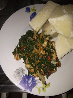 A picture of Yam and vegetable.