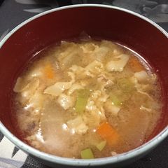 A picture of Ton-Jiru (Pork & Vegetable Miso Soup).