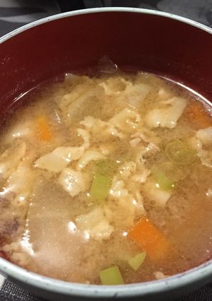 A picture of Ton-Jiru (Pork & Vegetable Miso Soup).