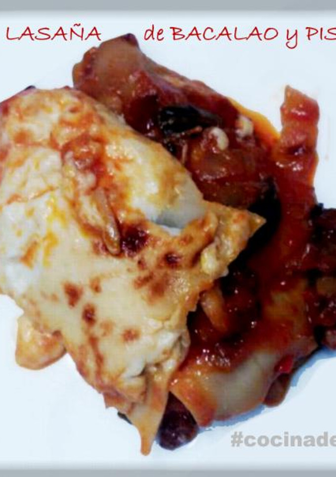 Una foto de Lasáña de Bacalao y Pisto