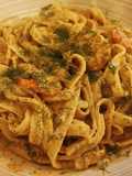 Tagliatelles aux Crevettes et à la Pistache