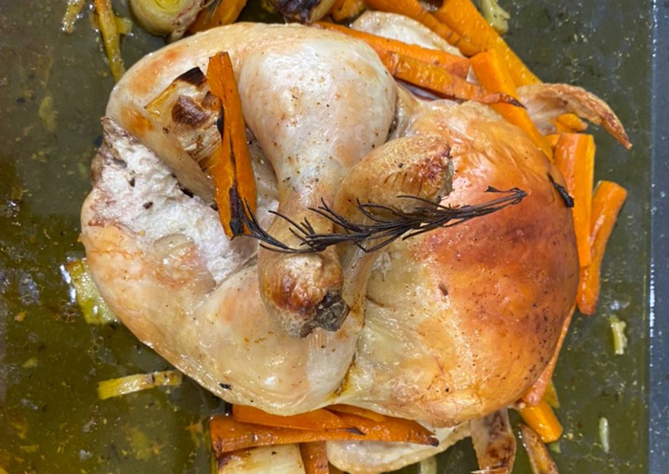 Pollo al horno con verduras