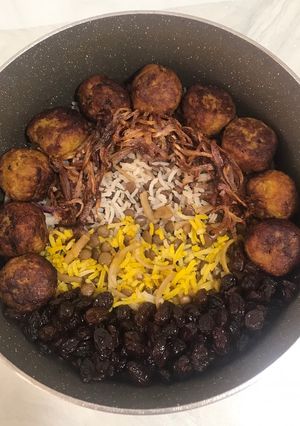 عکسی از دستور رشته پلو با عدس و کوفته قلقلی 🍛