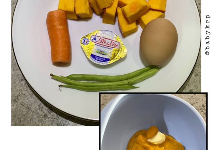 Mpasi 6 bulan: kabocha/labu kuning telur buncis | butternut egg beans