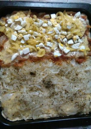 Una foto de Pizza de dos sabores