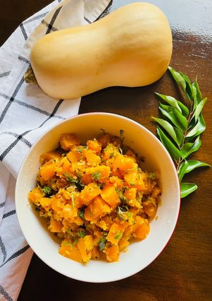 A picture of Pumpkin Stir-Fry / Kumbalakayi Palya.