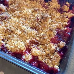 A picture of Gluten Free Apple & Plum Crumble.