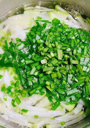 Hình của món Canh Bầu Nấu Tôm Hẹ.