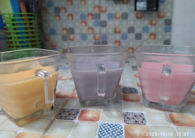 Bagaimana Membuat Puding Susu Rasa Mangga, Taro, Stroberi, Lezat Sekali