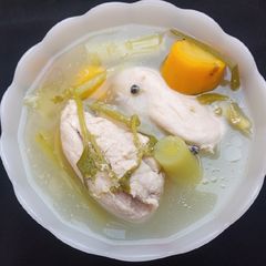 Chicken broth soup A picture of Chicken broth soup.