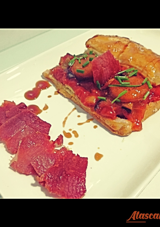 Una foto de Hojaldre "destapao" de pisto manchego