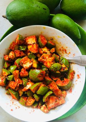 A picture of Raw Mango Pickle.