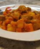 Magro de cerdo al curry con boniato y patata