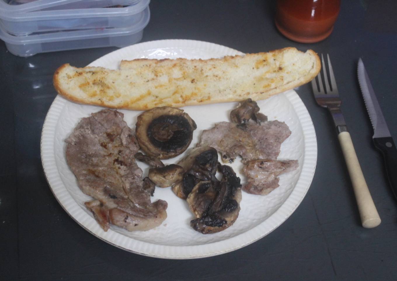 Filete de cerdo con champiñones al grill doble