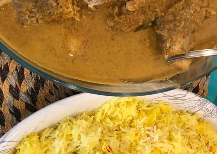 مرق السمك مع رز الزعفران