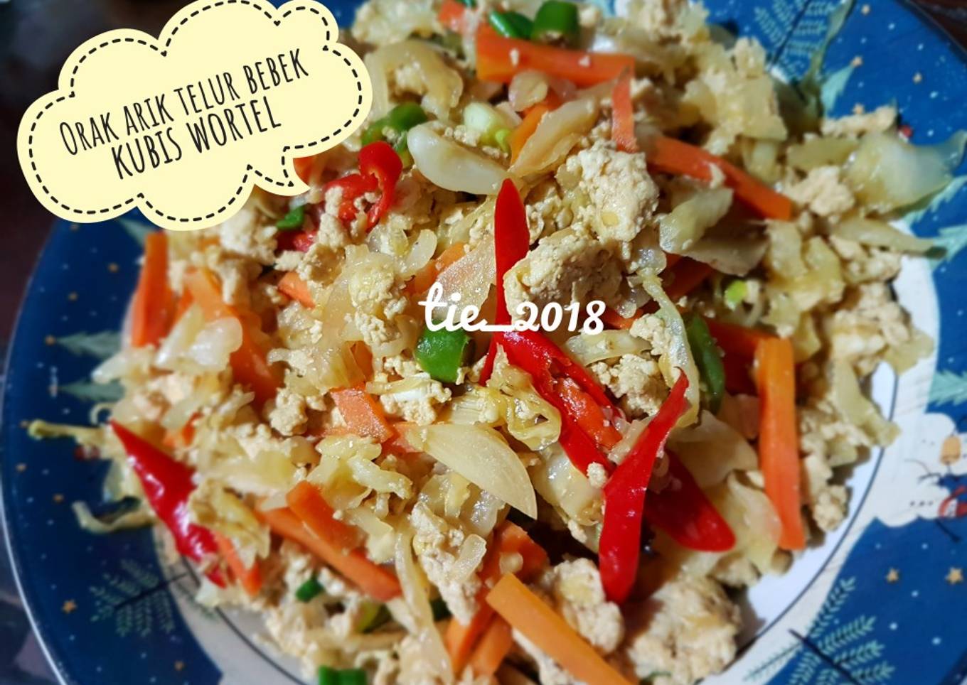 Orak arik telur bebek kubis wortel