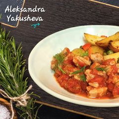 A picture of Pork in tomatoes 🍅.