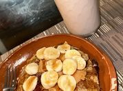 Una foto de receta de avena con nutella