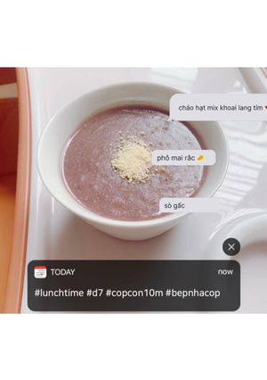 Hình của món Cháo sò gấc khoai lang tím phô mai 🧀.