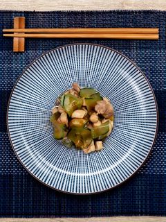 A picture of Chicken and Cucumber Salad with Chilli Oil.