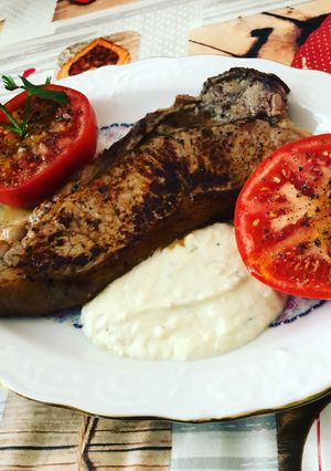 Una foto de Entrecot en salsa al roquefort