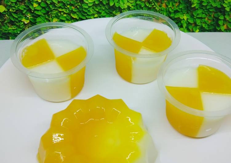 Resep Puding Jeruk Lapis Susu Anti Gagal