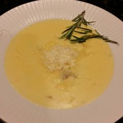 A picture of Brad's butternut squash chowder.