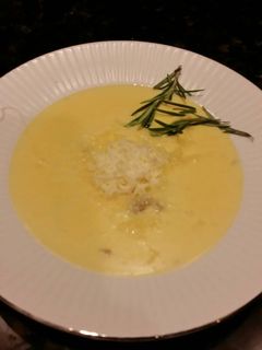 A picture of Brad's butternut squash chowder.