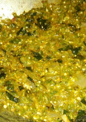 A picture of Okro with blended Titus fish.