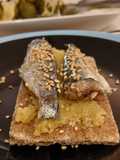 Tostada de Sardinas en Conserva con Emulsión de su Jugo