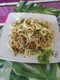 Zucchininudeln mit Teriyaki - Hackfleisch