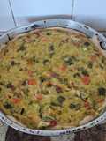 Tarta cremosa de puerro y zanahoria, brócoli🥦🫑🥕