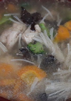 Foto resep Sup ayam jamur enoki