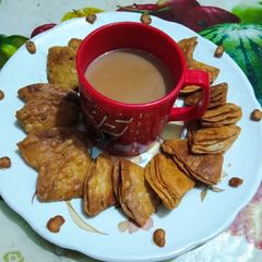 A picture of Tasty khasta Nimki mathari with masala tea.