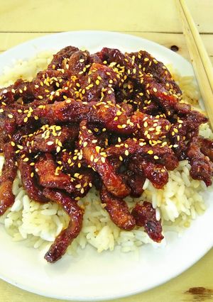 Una foto de Ternera crujiente con glaseado {receta china)