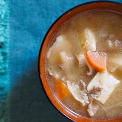 A picture of TONJIRU (Pork Miso Soup).