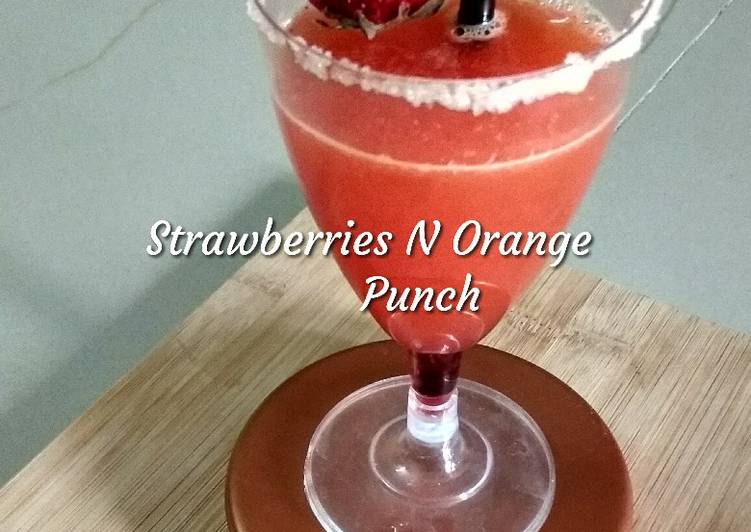 Simple Way to Make Tastefully Fresh Strawberries And Orange Punch