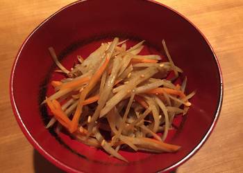 How to Recipe Tasty Very easy and simple Kinpira Gobo Burdock  Carrot Gluten Free