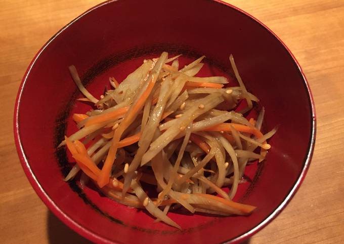 Very easy and simple Kinpira Gobo (Burdock) & Carrot, Gluten Free