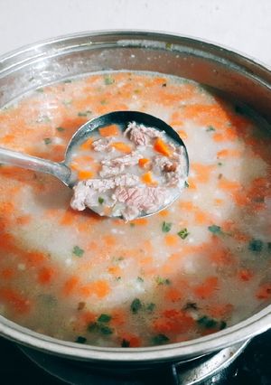 Hình của món Cháo thịt bò cà rốt.